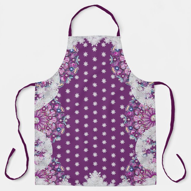 Cardinal red rosace & snowflake apron (Front)
