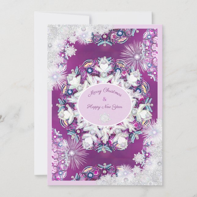 Cardinal red rosace & snowflake card (Front)