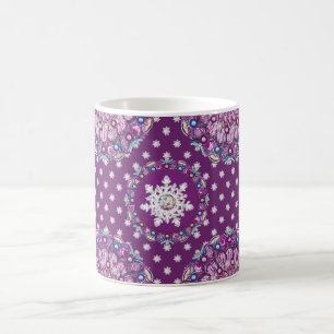 Cardinal red rosace & snowflake coffee mug