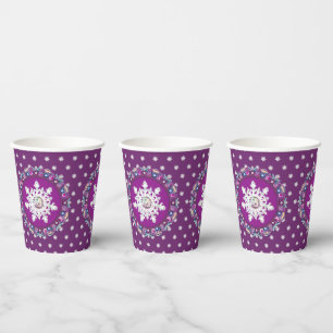 Cardinal red rosace & snowflake paper cups
