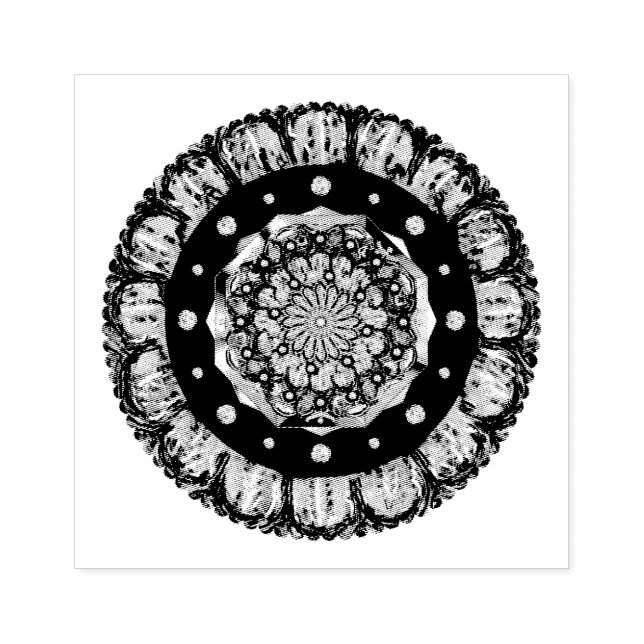 Cardinal red rosace & snowflake rubber stamp (Imprint)