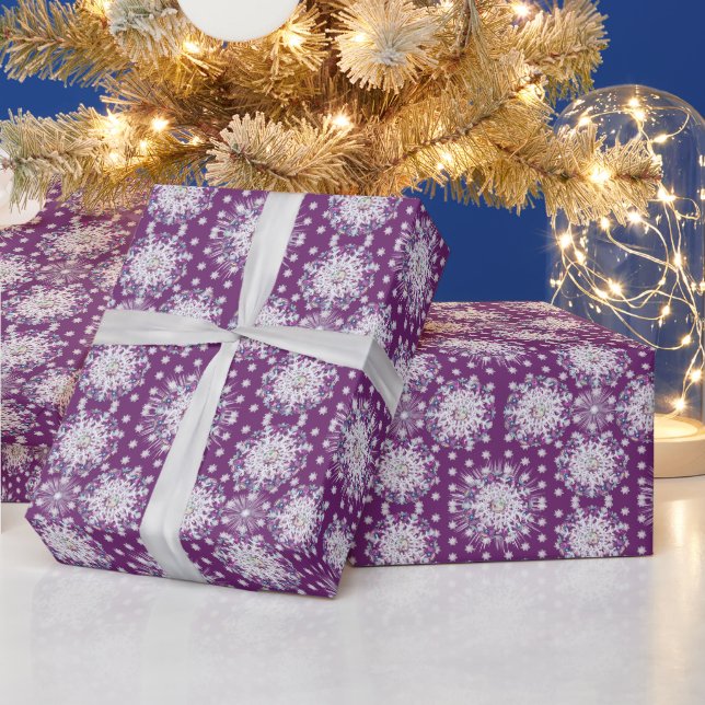 Cardinal red rosace & snowflake wrapping paper (Holidays)