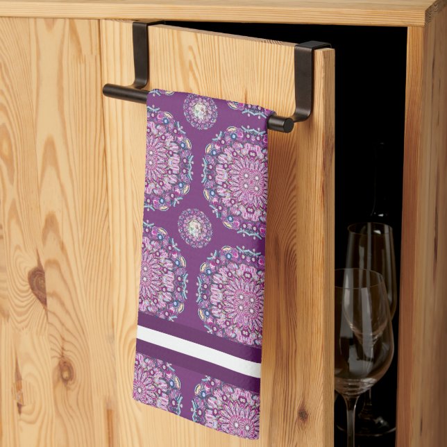 Cardinal Red Rosace Tea Towel (Thirds Fold)