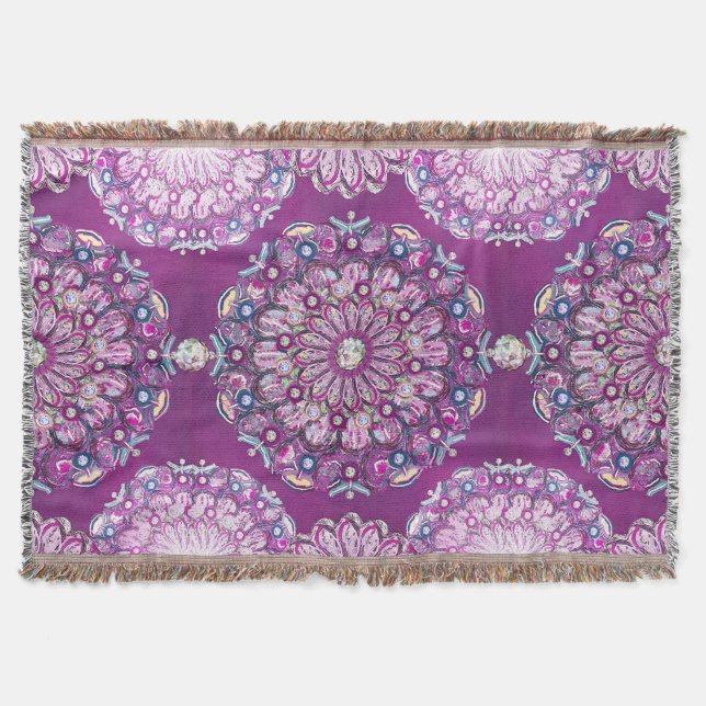Cardinal red Rosace Throw Blanket (Front)