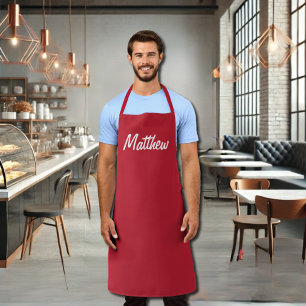 cardinal red solid color -personalized apron