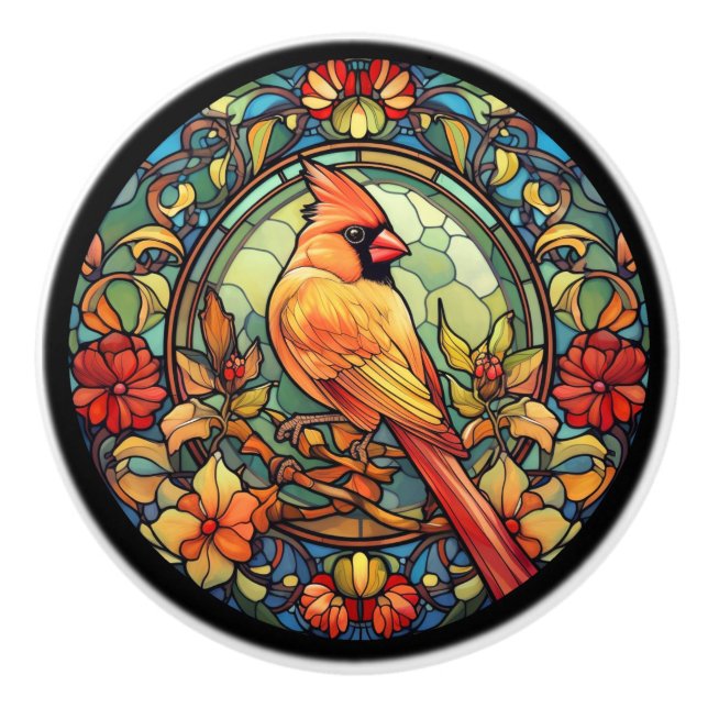 Cardinal Redbird  Ceramic Knob (Front)