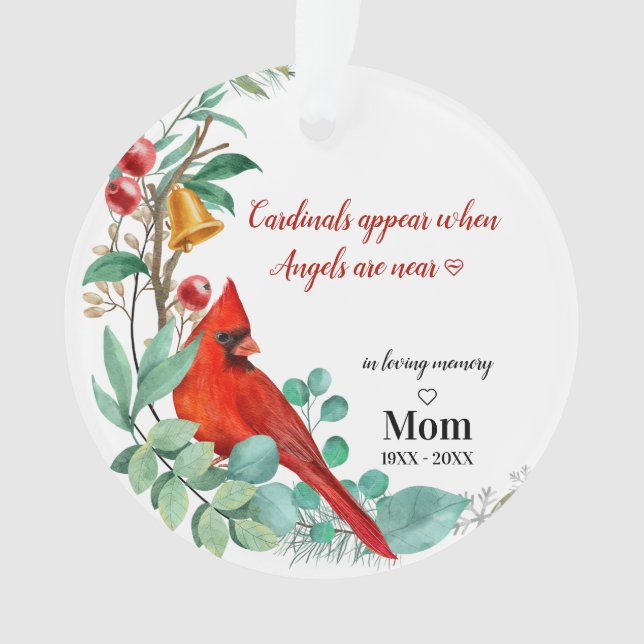 Cardinal Remembrance Keepsake Personalised Photo Ornament (Front)