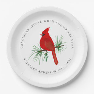 Cardinal Remembrance Tribute Paper Plate