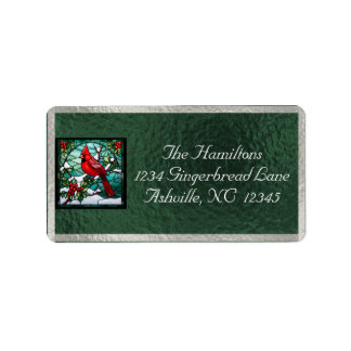 Cardinal & Ribbon Holiday Return Address - Green Label