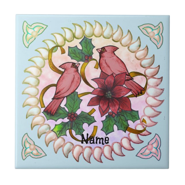 Cardinal Ribbons Ceramic Tile (Front)