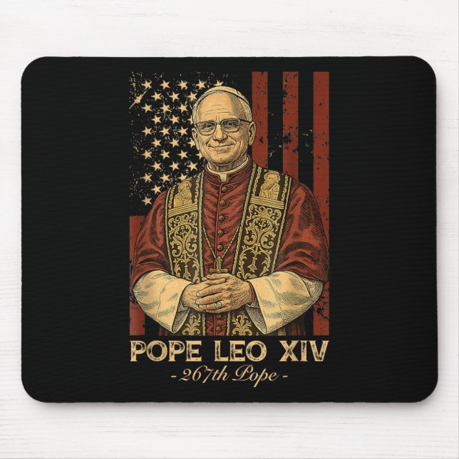 Cardinal Robert Prevost Pope Leo Xiv American Flag Mouse Pad (Front)