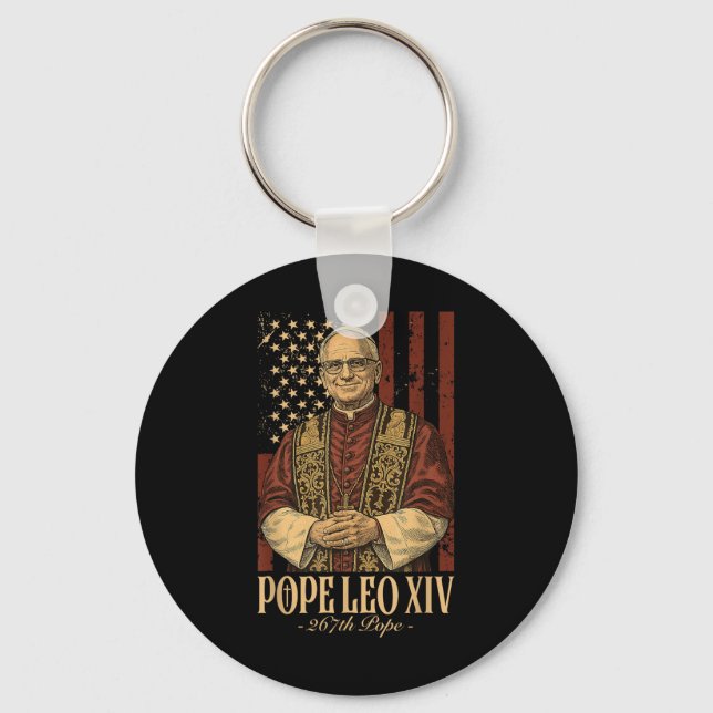 Cardinal Robert Prevost Pope Leo Xiv  Key Ring (Front)