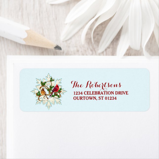 Cardinal Snow Christmas Address Labels (Insitu)