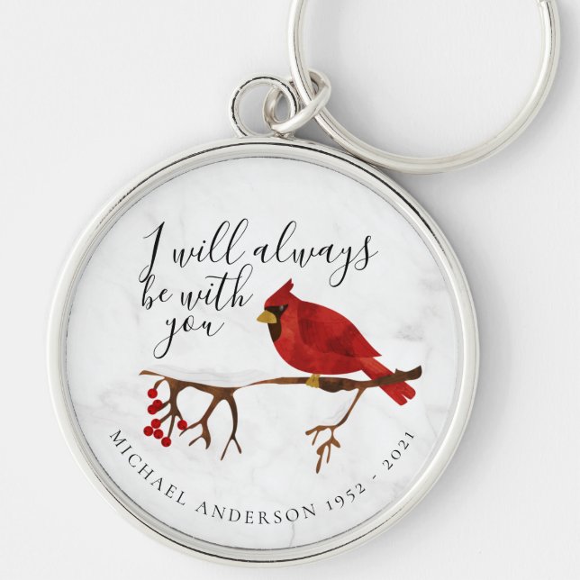 Cardinal Snow Christmas Remembrance Key Ring (Front)