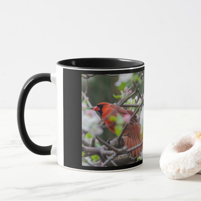 Cardinal Songbird Pair Mug (With Donut)