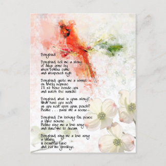 Cardinal - Songbird Poetry Love Nature Holiday Postcard