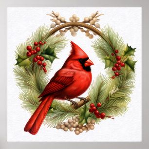 Cardinal Throw Pillow Poster