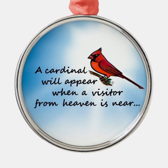 Cardinal, Visitor from Heaven Metal Ornament (Front)