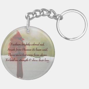 ***Cardinal w/Visitor From Heaven Poem Key Ring