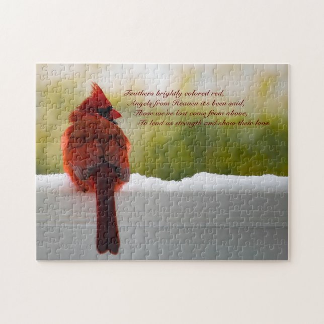Cardinal w/ Visitors From Heaven 14x11 challenging Jigsaw Puzzle (Horizontal)