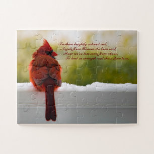 Cardinal w/ Visitors From Heaven 14x11 easy Jigsaw Puzzle