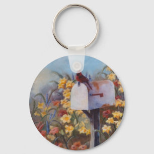 Cardinal Waiting For the Mail Key Ring
