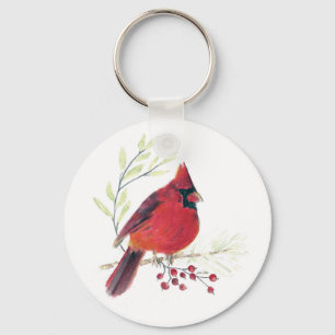 Cardinal Watercolor Art Keychain