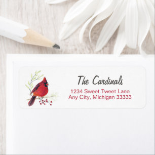 Cardinal Watercolor Art Return Address  Label