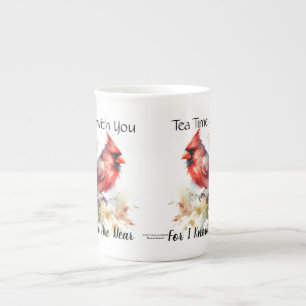 Cardinal Watercolor Tea Time Personalise Bone China Mug