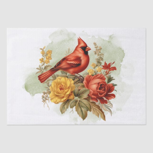 Cardinal Watercolor Tissue Paper (Front)