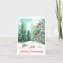 Cardinal Winter Scene Christmas Card