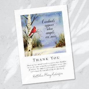 Cardinal Winter Snow Sympathy Funeral Thank You Card