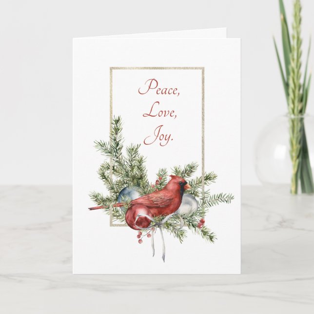 Cardinal with a Christmas Bouquet Holiday Card (Front)