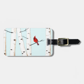 Cardinal with Birch Trees Luggage Tag