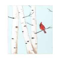 Cardinal with Birch Trees