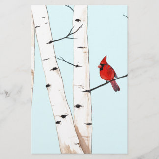 Cardinal with Birch Trees Stationery