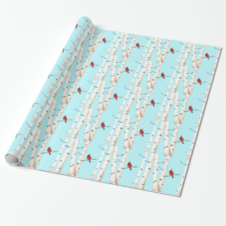 Cardinal with Birch Trees Wrapping Paper