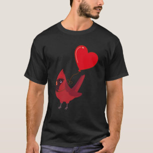 Cardinal With Heart Balloon Valentines Day Love Bo T-Shirt