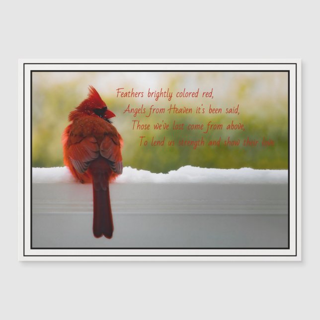 Cardinal with Visitor From Heaven poem Magnet Card (Front)