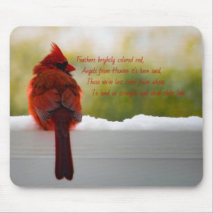 Cardinal with Visitor From Heaven poem Mouse Pad
