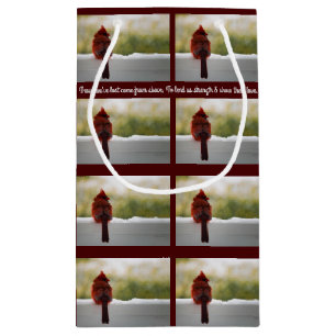 Cardinal with Visitor From Heaven poem Small Gift Bag
