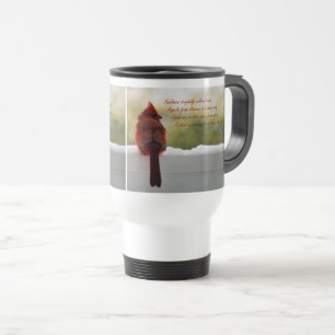Cardinal with Visitor From Heaven poem Travel Mug