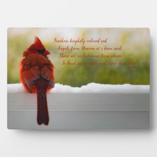 Cardinal with Vistior From Heaven poem Plaque