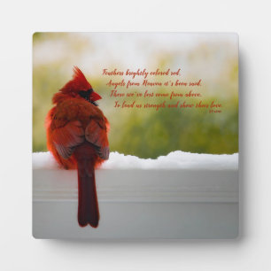 Cardinal with Vistior From Heaven poem Plaque