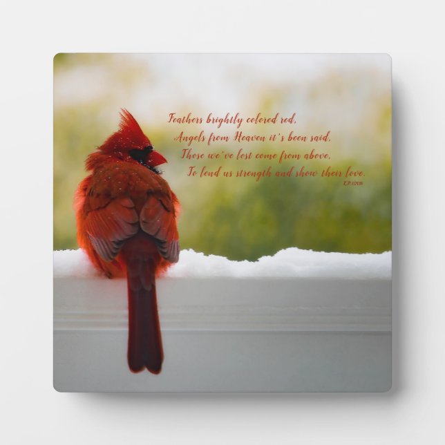 Cardinal with Vistior From Heaven poem Plaque (Front)