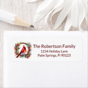 Cardinal Wreath Burgundy Red Return Address Label