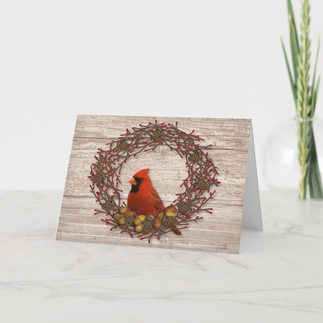 Cardinal Wreath Christmas Card (Front)