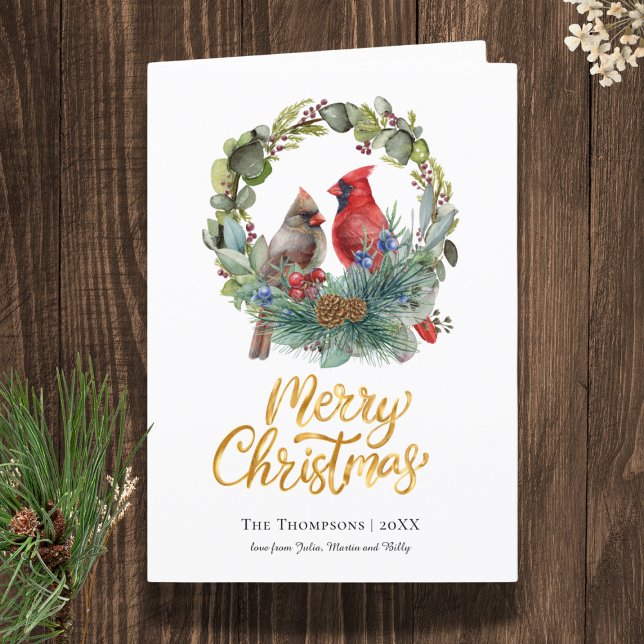 Cardinal Wreath Christmas Holiday Card (Creator Uploaded)