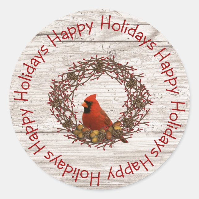 Cardinal Wreath Sticker (Front)