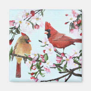 Cardinals and Apple Blossoms Magnet